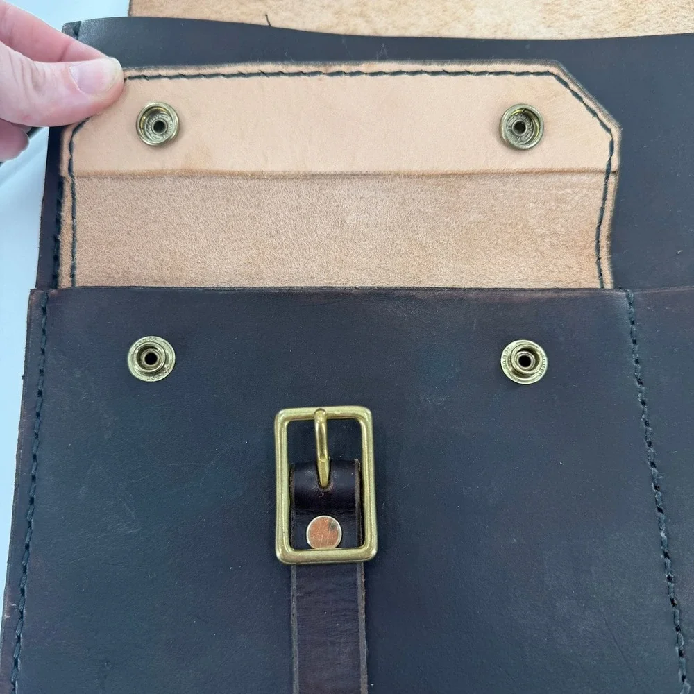 Unbranded Messenger Bag Leather Satchel Modern Unisex Large Dark Brown Shoulder